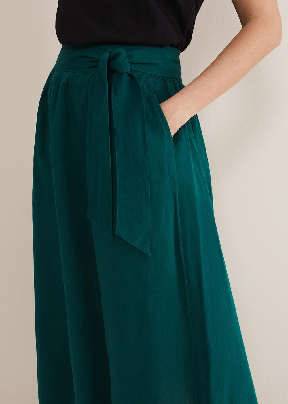 Amorette Linen Belted Maxi Skirt