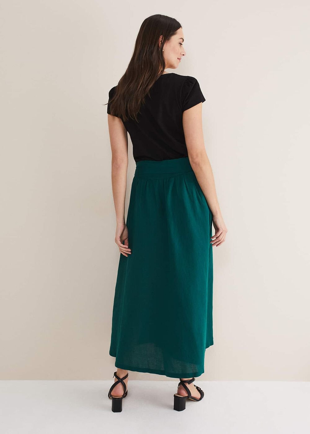 Amorette Linen Belted Maxi Skirt