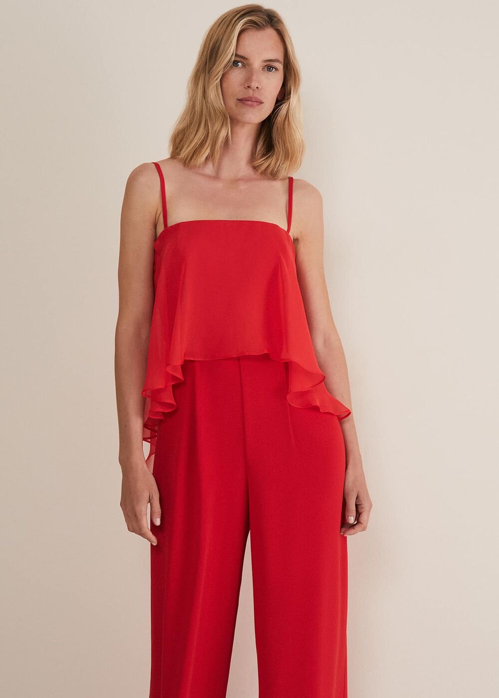 Anna Red Wide Leg Jumpsuit