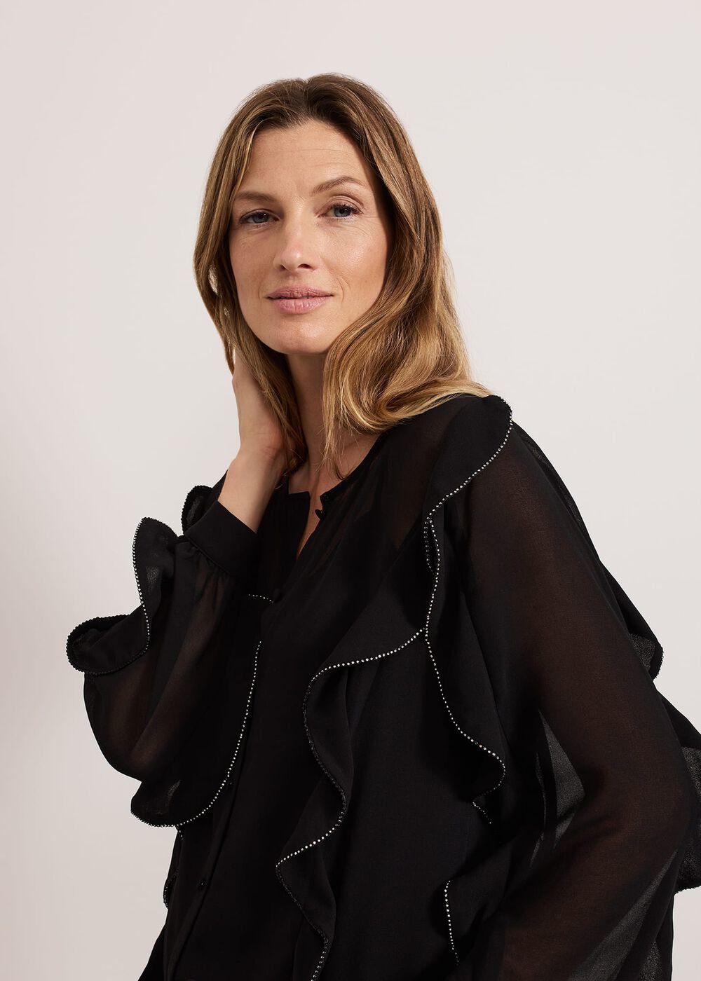 Cordelia Black Ruffle Blouse