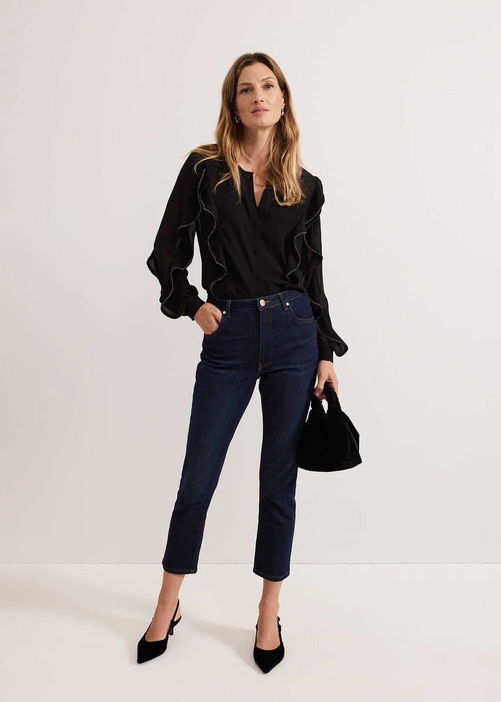 Cordelia Black Ruffle Blouse