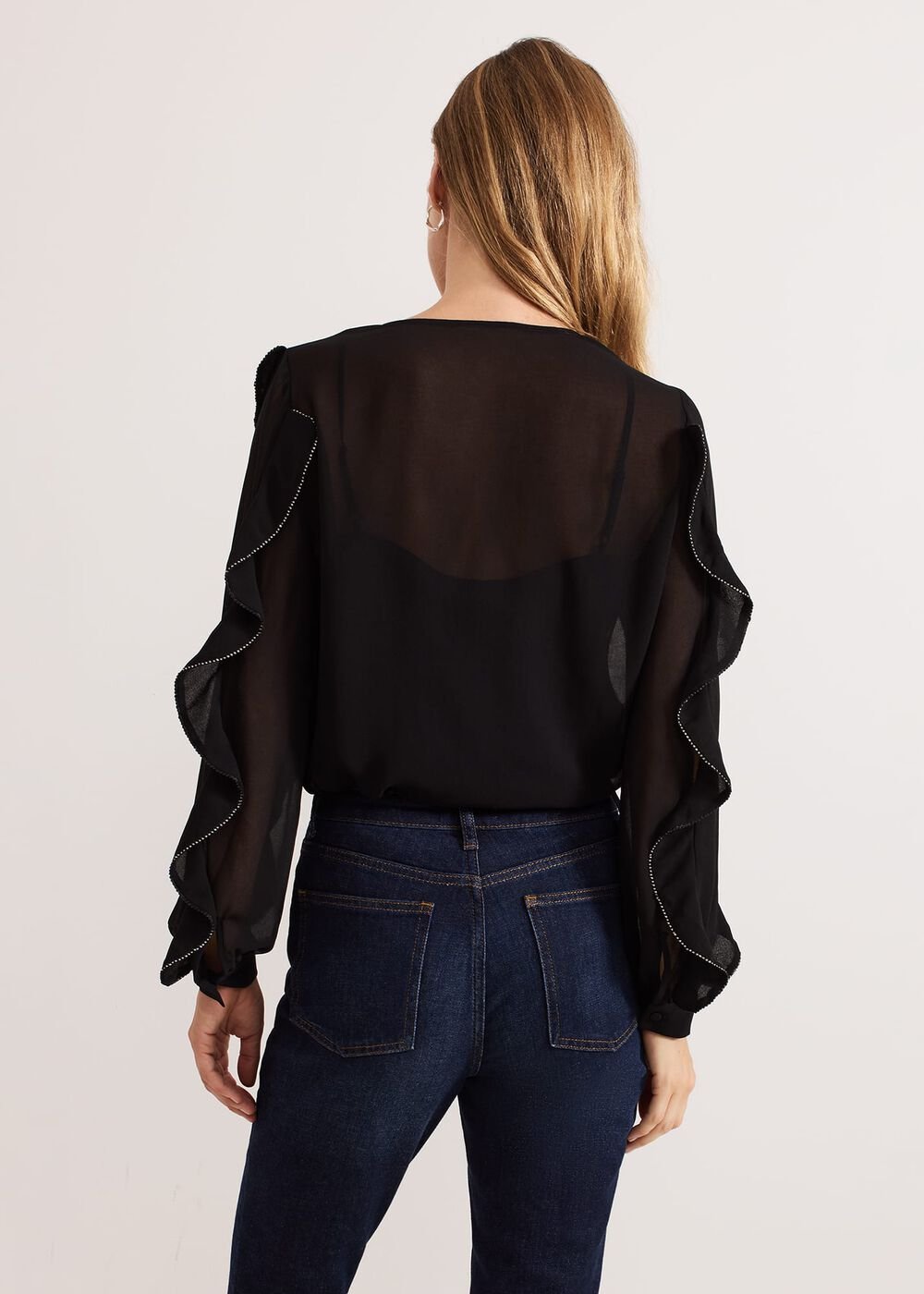 Cordelia Black Ruffle Blouse
